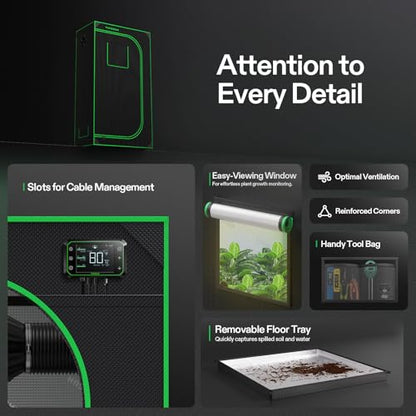 VIVOSUN S326 3x2 Grow Tent 36"x20"x63" Sturdy Indoor Growing Tents - size: 36"x20"x63"