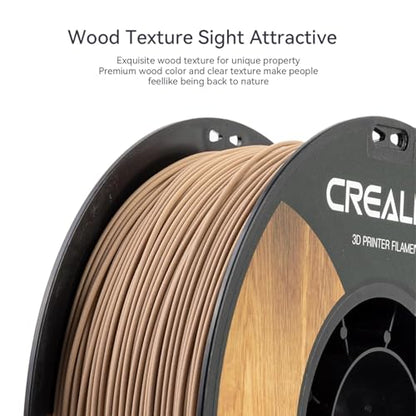 Official CREALITY Wood Filament PLA 1.75 mm, Wood 3D Printer Filament, More Than 30% Real Wood, Smooth Silk Texture, Toughness, 1kg(2.2lbs)/Spool 3D Printing Filament, for All FDM 3D Printers - color: Wood