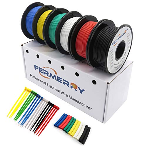 Fermerry 30 AWG Stranded Wire Spool 5ft Each 6 Colors - size: 5FT, style: 30 AWG-6C