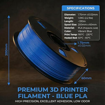Matte PLA + 3D Printer Filament,PLA + Filament 1.75mm, Neatly Wound 3D Printing Filament 1.75mm, Dimensional Accuracy +/- 0.02 mm, Fit Most FDM 3D Printers, 1kg Spool (2.2lbs) (Sky Blue) - color: Sky Blue