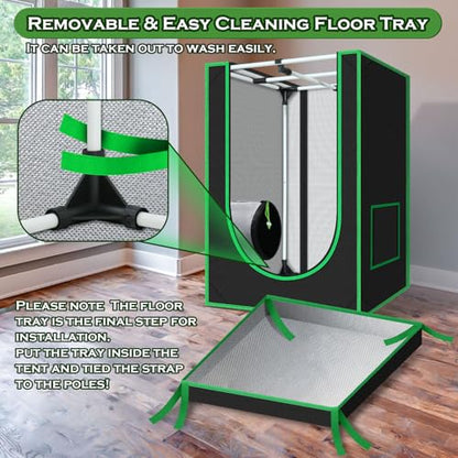 2x2 Grow Tent, 24"x24"x36" 600D Mylar Hydroponic Growing Tents - size: 24"x24"x36"