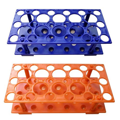 2 Pack Test Tube Rack,28 Well Centrifuge Tube Holder,Detachable Lab Test Tube Holder Rack for 10ml/15ml/50ml(Blue,Orange)