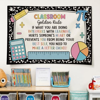 Math Classroom Golden Rule Decor Canvas Wall Hanging Banner - color: 03-Classroom Golden Rule - Math Theme