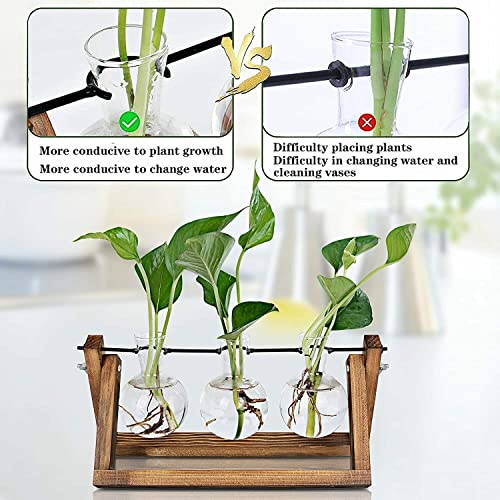 Kingbuy Desktop Glass Planter, 3 Bulb Vases, Brown - size: 3 Bulb Vase (C-type)