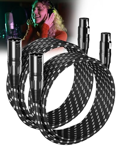 XLR Cables 15 Feet 2 Pack Fully Balanced Nylon Braided XLR Mic Cord - color: Black-White, size: 15 Feet
