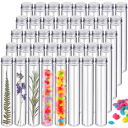 Xuhal 40 Pcs 30x185mm Clear Plastic Test Tubes with Caps for Candy Storage