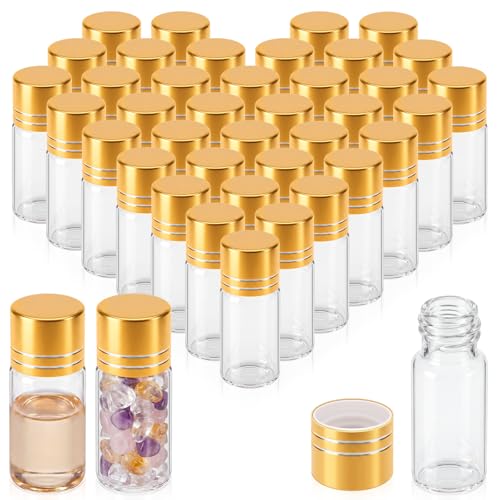 Didaey 50 Pcs 10ml Mini Glass Bottles with Screw Caps, Gold - color: Gold, size: 10ml