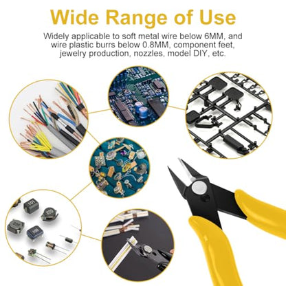 Ainiv Wire Cutters, 1PCS Spring-loaded Side Cutters Flush Diagonal Cutters - color: Yellow Wire Cutter-1pcs, size: 1pcs