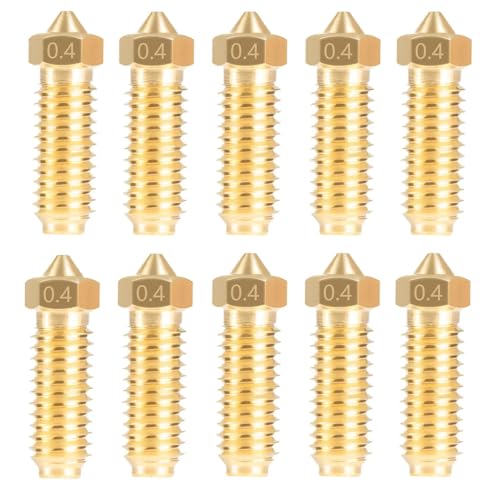10PCS Brass Nozzles for Anycubic Kobra 3/Kobra S1, 3D Printer Parts 10PCS 0.4mm High Speed Nozzles Kit for Kobra 3, Kobra 3 Combo, Kobra S1, Kobra S1 Combo - style: Kobra 3 Brass 0.4mm
