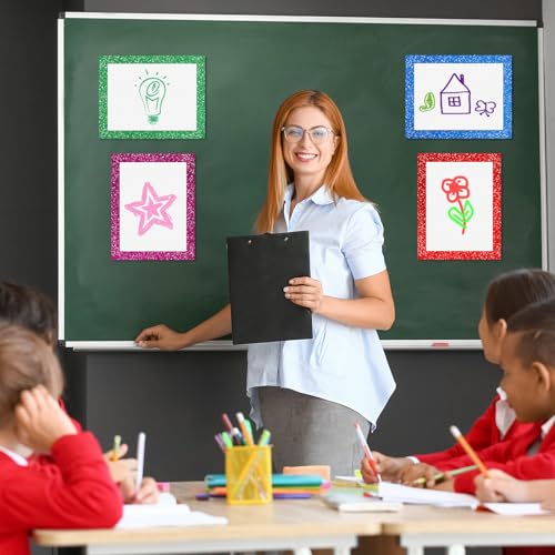 Glenmal 16 Pieces 11" x 14" Glitter Poster Board Glitter Frame Poster Board Cardstock Paper Colored Paper Shining Craft Cardstock for School Project Christmas Wedding Classroom Birthday DIY Craft