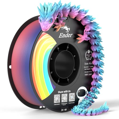 Official CREALITY 3D Printer Filament 1.75mm, Rainbow PLA+ Plus Pro Filament Toughness Upgraded, Ender PLA + Rainbow, 1kg Spool (2.2lbs), Dimensional Accuracy ±0.02mm, Fit Most 3D Printers - color: Pla+ Plus Pro - Rainbow