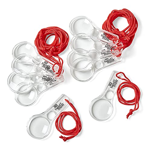 hand2mind Hand Lens with Lanyard, 3X and 6X Magnifier for Home, Classroom, Indoor and Outdoor Use (Pack of 10)
