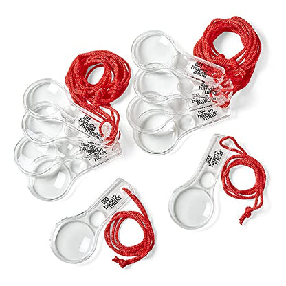 hand2mind Hand Lens with Lanyard, 3X and 6X Magnifier for Home, Classroom, Indoor and Outdoor Use (Pack of 10)