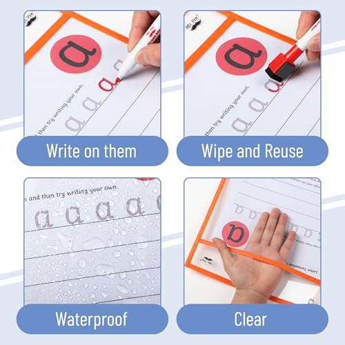 Mr. Pen- Reusable Dry Erase Pocket Sleeves, 10" x 14", 240 Pack, Colorful - color: Winter, size: 240 Pack