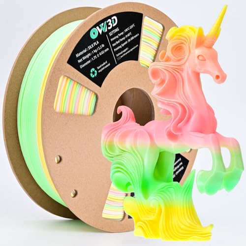 3D Printer Filament PLA 1.75mm, OVV3D Rainbow Upgrade PLA+ Filament Strong Toughness Multi Color Change Gradient PLA 3D Printing Filament Fit Most 3D Printer, 1kg Spool, +/- 0.02mm, Multi-Color - color: Rainbow Green Pink Yellow