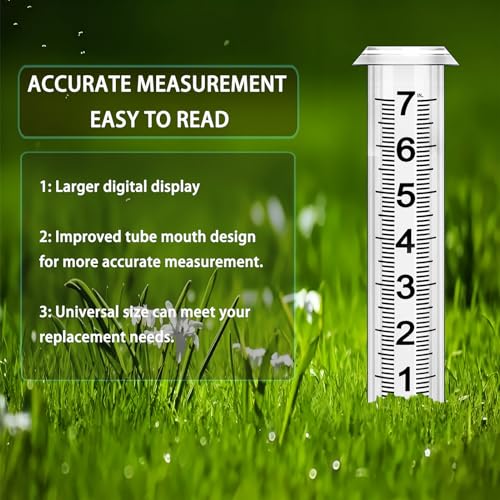 Rain Gauge Replacement Tube,7" Capacity Accurate Rain Gauge Tube for Yard,Upgraded Rain Gauge Outdoor Freeze Proof Tube,Plastic Rain Meter Tube,Rainfall Measure Tube,1 Thickened Tube with 1 Brush - color: Plastic Rain Gauge Tube A