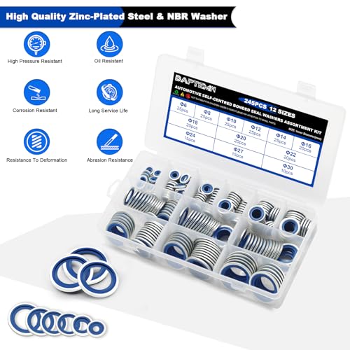 245PCS Metric Bonded Seal Dowty Washer Seal Gasket Crush O-Rings - color: 245PCS Blue Seal Washers