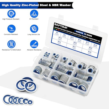 245PCS Metric Bonded Seal Dowty Washer Seal Gasket Crush O-Rings - color: 245PCS Blue Seal Washers