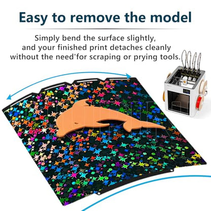 for Snapmaker U1 Build Plate（Stars + Fragments）270x270mm Double-Sided Texture PEI Heated Bed Platform, Flexible and Detachable Heatingbed Made of Spring Steel for Snapmaker U1 Parts - color: Flake+Star