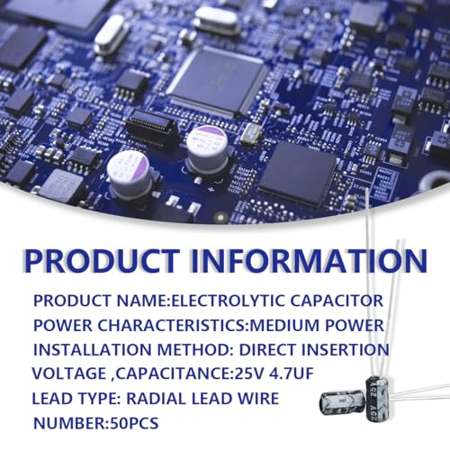 50 Pcs Electrolytic Capacitor 4.7uF 25V Aluminum Radial Electrolytic Capacitors - style: 25V 4.7uF