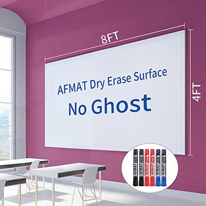 Dry Erase Whiteboard Paper, Large White Board Stickers for Wall, 8x4ft Dry Erase Paper Roll with Adhesive Backing, Perfect Replacement for White Board, No Ghost After 60 Days, 6 Much Better Markers - size: 96"W x 48"H