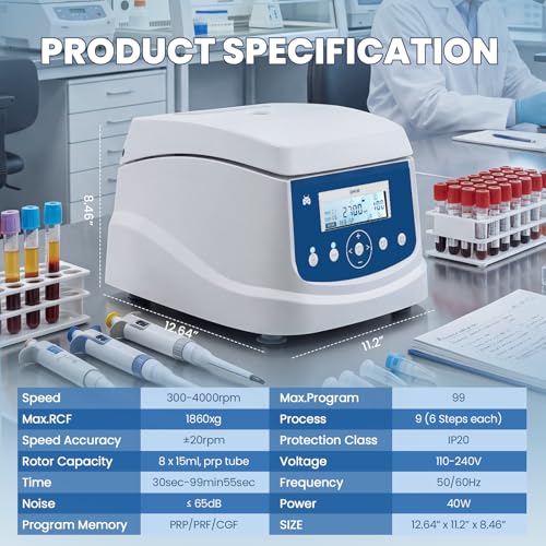 Mxmoonant Centrifuge Machine, 15ml Lab PRP Benchtop Centrifuges