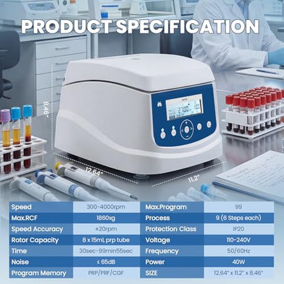 Mxmoonant Centrifuge Machine, 15ml Lab PRP Benchtop Centrifuges