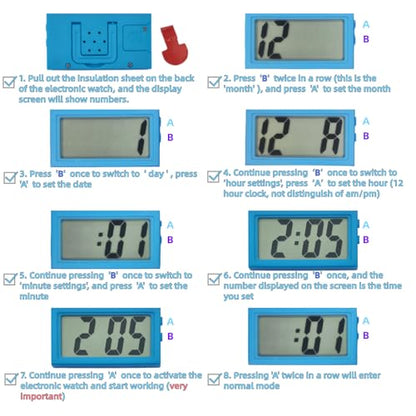 Shudyear Small Digital Clock， with Jumbo LCD Time & Day Display，Mini Automotive Small Digital Clock Battery Operated for Desktop Nightstand Pocket Car Truck Dashboard & Air Vent (1, Blue) - color: Blue