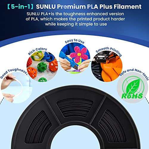 SUNLU PLA Plus Filament 1.75mm, 10KG Bundle, Black & White - color: Black+black+black+black+black+white+white+white+white+white, size: 10 kg
