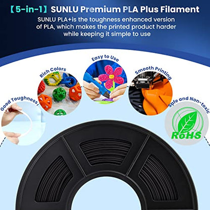 SUNLU PLA Plus Filament 1.75mm, 10KG Bundle, Black & White - color: Black+black+black+black+black+white+white+white+white+white, size: 10 kg