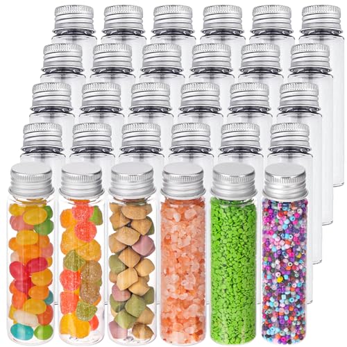 30pcs 50ml Plastic Test Tubes with Screw Caps 28x108mm Clear Candy Tubes