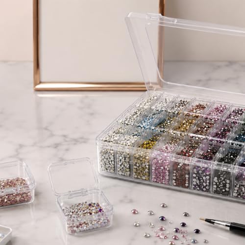 Bead Organizer Box with 30 Clear Storage Containers and Labels - size: 31 PCS