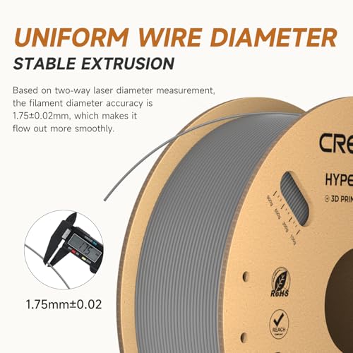 Official CREALITY Hyper PLA Filament 1.75mm Grey & Grey 2KG, 30-600mm/s Rapid High Speed PLA 3D Printer Filament, 2 Pack 1kg Spool(2.2lbs) PLA, Dimensional Accuracy +/-0.02mm, Fit Most FDM 3D Printers - color: Grey & Grey