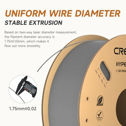 Official CREALITY Hyper PLA Filament 1.75mm Grey & Grey 2KG, 30-600mm/s Rapid High Speed PLA 3D Printer Filament, 2 Pack 1kg Spool(2.2lbs) PLA, Dimensional Accuracy +/-0.02mm, Fit Most FDM 3D Printers - color: Grey & Grey