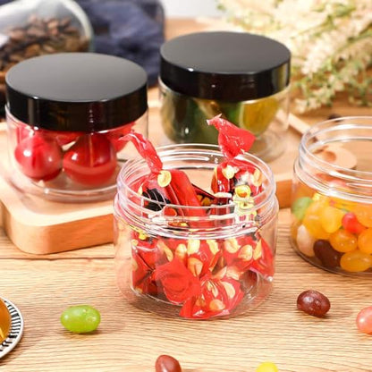 Patelai 4 Pcs Plastic Jars with Lids, Black, 6 oz, Wide Mouth - color: Black, size: 6 oz