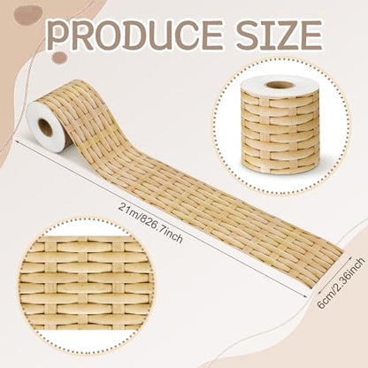 Outus 68 Feet Boho Bulletin Board Borders, Wicker Pattern - size: 2.99 Inches, style: Bohemian