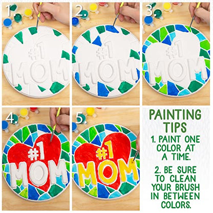 Creative Roots Paint Your Own #1 MOM Stepping Stone, Craft Kits for Kids, Ceramics to Paint, Ages 6+ - style: #1 Mom
