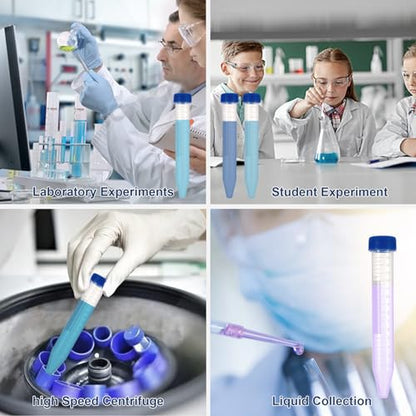 15ml 10Pcs Conical Centrifuge Tubes with Blue Screw Caps
