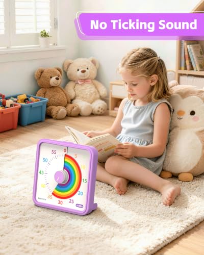 8-Inch Large Visual Timer for Kids 60-Minute Classroom Timer Magnetic - color: Purple-rainbow