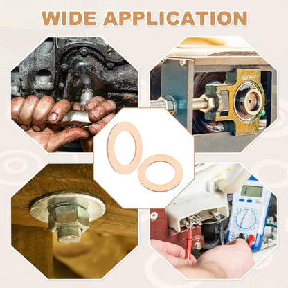 PATIKIL 35PCS M14 Copper Washers, M14x22x1mm Copper Crush Washer Metric Flat Washers Sealing Washers Assortment Kit Oil Drain Plug Gasket Ring for Automotive Battery Vehicles Screws Bolt - size: M14x22x1mm