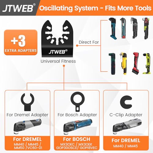 JTWEB 50PCS Titanium Oscillating Multitool Blades, Oscillating Tool Blades for Metal Nails Oscillating Saw Blades Metal Cutting, Multi Tool Blades Kits Wood Plastic for Milwaukee Rockwell Ryobi - color: 50PCS