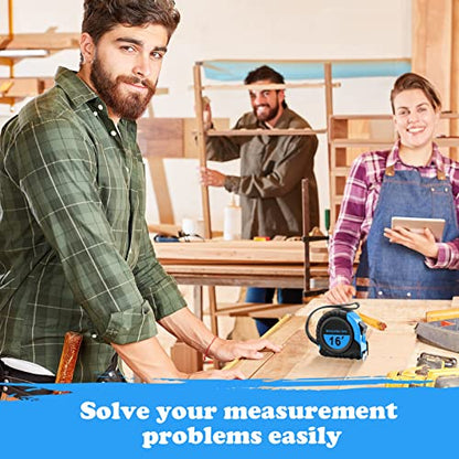 Yunsailing 15 Pieces Tape Measure 16 Ft/ 5 M with Fractions Self Lock Retractable Tape Measuring Convenient Read 1/8 Small Measure with Pause Buttons for Engineer Crafter(Blue)
