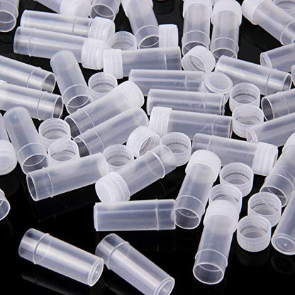 100Pcs 5ML Small Pill Plastic Containers Empty Pill Bottles Sample Bottles Vial Test Tube with Caps by HRLORKC