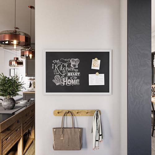 U Brands 20" x 30" Magnetic Chalkboard with White Wood Frame, Blackboard Surface, Wall Mountable, Home, Classroom & Office Organization, Memo & Message Board - size: 30"W x 20"H