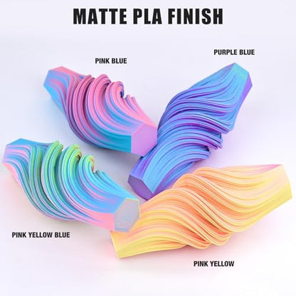 OVV3D PLA 3D Printer Filament Bundle, Matte Tri & Dual Color Filament - color: Blue Pink Purple Yellow