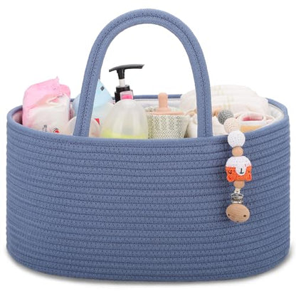 COMSE Baby Diaper Caddy Organizer with Handles, Cotton Rope, Folkstone Gray - color: Folkstone Gray, size: Regular
