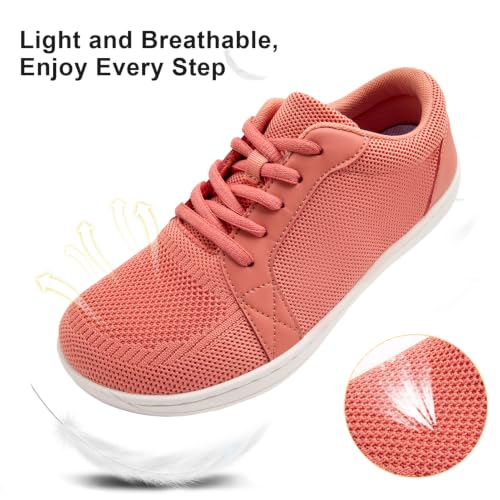 Linenghs Womens Barefoot Shoes Wide Width Toe Box Zero Drop Sneakers - color: C Pink, size: 8.5 Wide