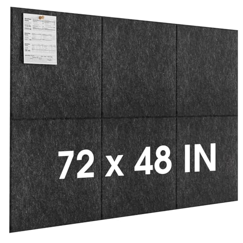 MaxGear Extra Large Bulletin Board 72" x 48", Dark Gray Felt Wall Tiles - color: Dark Gray, size: 72" x 48"