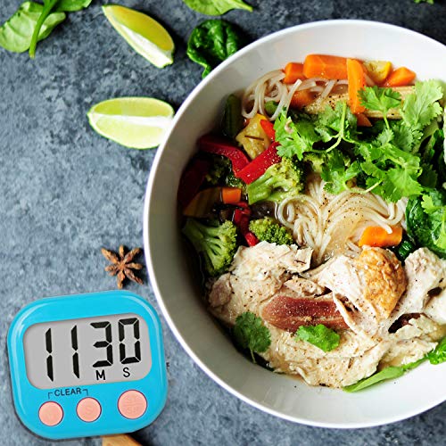 AOUCE Digital Kitchen Timers for Cooking, Timer for Kids 2 Pack Blue - color: Blue