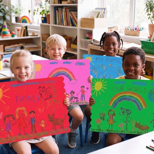 Mooliwe 10 Pack Scalloped Trifold Poster Board, 21" x 14", Rainbow - color: Rainbow, size: 21" X 14"
